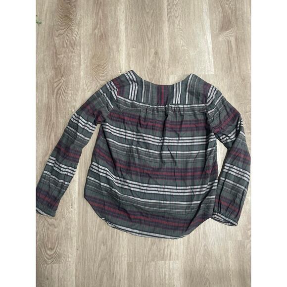 Madewell V-Neck Button-Down Shirt in Pineview Plaid Long Sleeve Top Size Medium - Picture 10 of 10